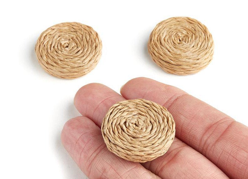 Natural Rattan Wood Earring Hoops 27mm 1" Round Wooden Charms Handwoven Circle Findings Woven Boho Jewelry Making Blanks Wholesale Bulk