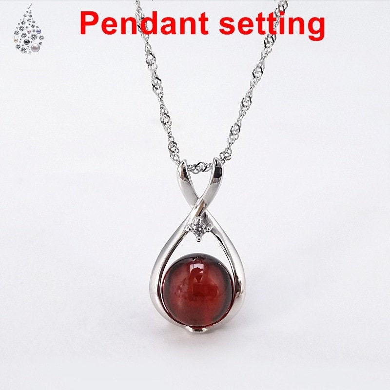 Sterling Silver Bezel Crystals Teardrop Flower Cup Pendant Setting Base Fine 925 10 mm For One Pearl Bead No Prongs DIY Jewelry Wholesale