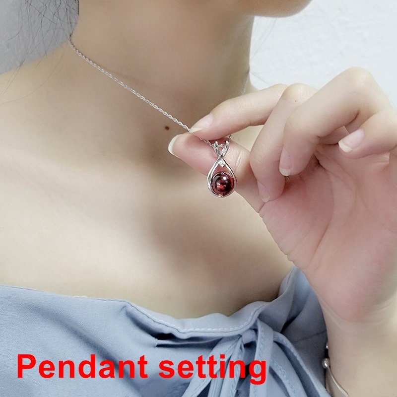 Sterling Silver Bezel Crystals Teardrop Flower Cup Pendant Setting Base Fine 925 10 mm For One Pearl Bead No Prongs DIY Jewelry Wholesale