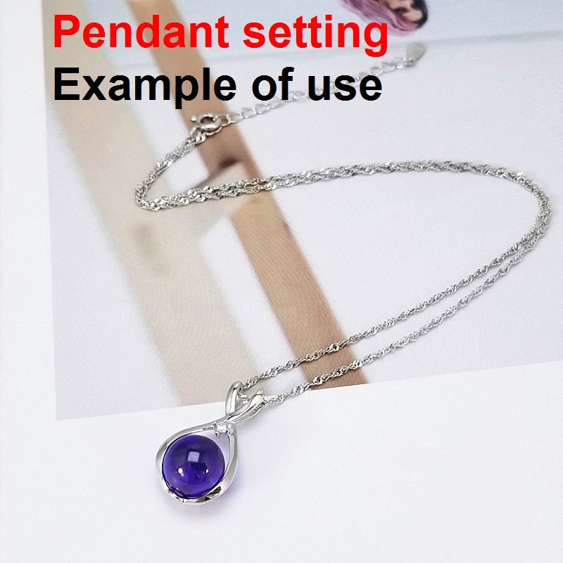 Sterling Silver Bezel Crystals Teardrop Flower Cup Pendant Setting Base Fine 925 10 mm For One Pearl Bead No Prongs DIY Jewelry Wholesale