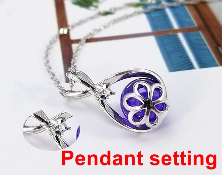 Sterling Silver Bezel Crystals Teardrop Flower Cup Pendant Setting Base Fine 925 10 mm For One Pearl Bead No Prongs DIY Jewelry Wholesale