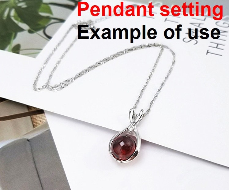 Sterling Silver Bezel Crystals Teardrop Flower Cup Pendant Setting Base Fine 925 10 mm For One Pearl Bead No Prongs DIY Jewelry Wholesale