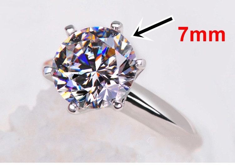 Ring Setting Blank 7mm 1pc 925 Sterling Silver CZ Semi Mount for 1 Round Shape Faceted Stone 6 Prongs Love Theme Wholesale Available
