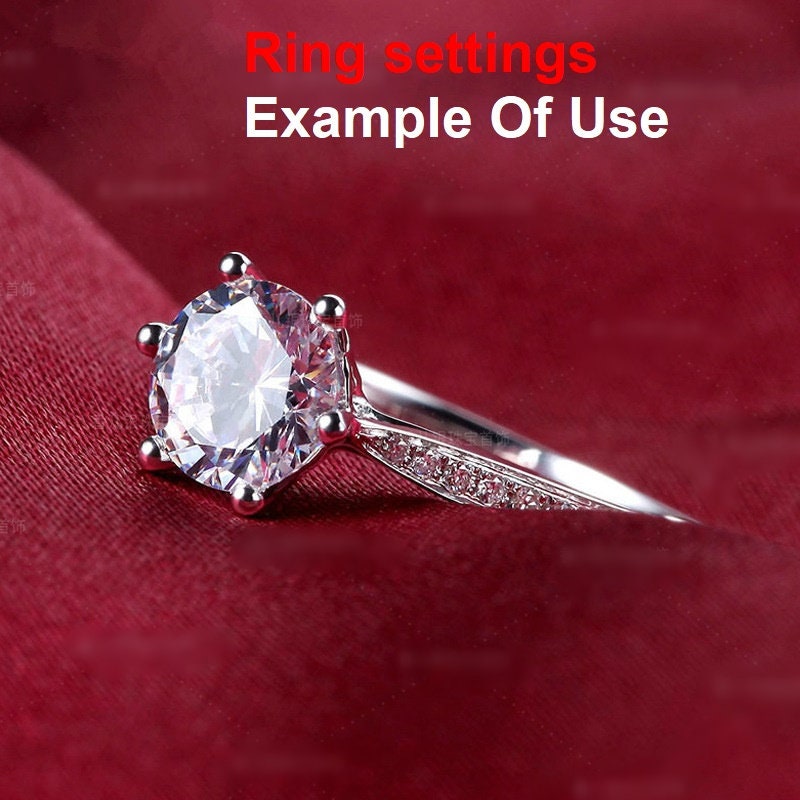 Round Diamond Ring Setting 6.5 mm White Gold Sterling Silver 925 Six Prongs For One Stone Holder Unique Custom Love Engagement Blanks