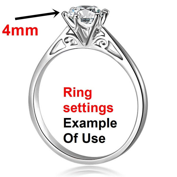 Round Diamond Ring Setting 4mm Rose White Gold Sterling Silver 925 Six Prongs For One Stone Holder Unique Custom Love Engagement Blanks