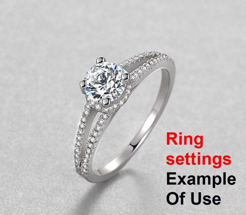 Ring Setting Blank 6mm 1pc 925 Sterling Silver CZ Semi Mount for 1 Round Shape Faceted Stone 4 Prongs Love Theme Wholesale Available