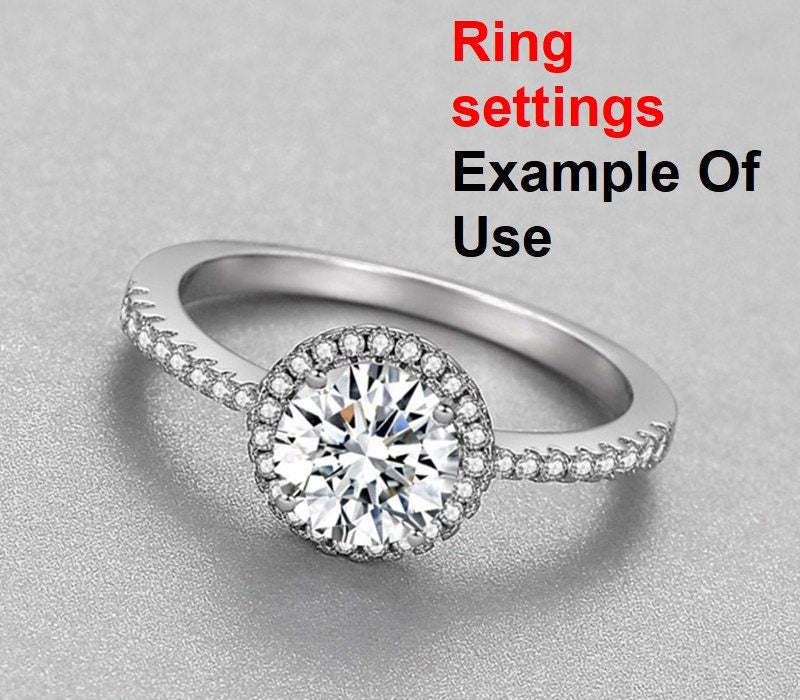 Ring Setting Blank 7mm 1pc 925 Sterling Silver CZ Semi Mount for 1 Round Shape Faceted Stone 4 Prongs Love Theme Wholesale Available