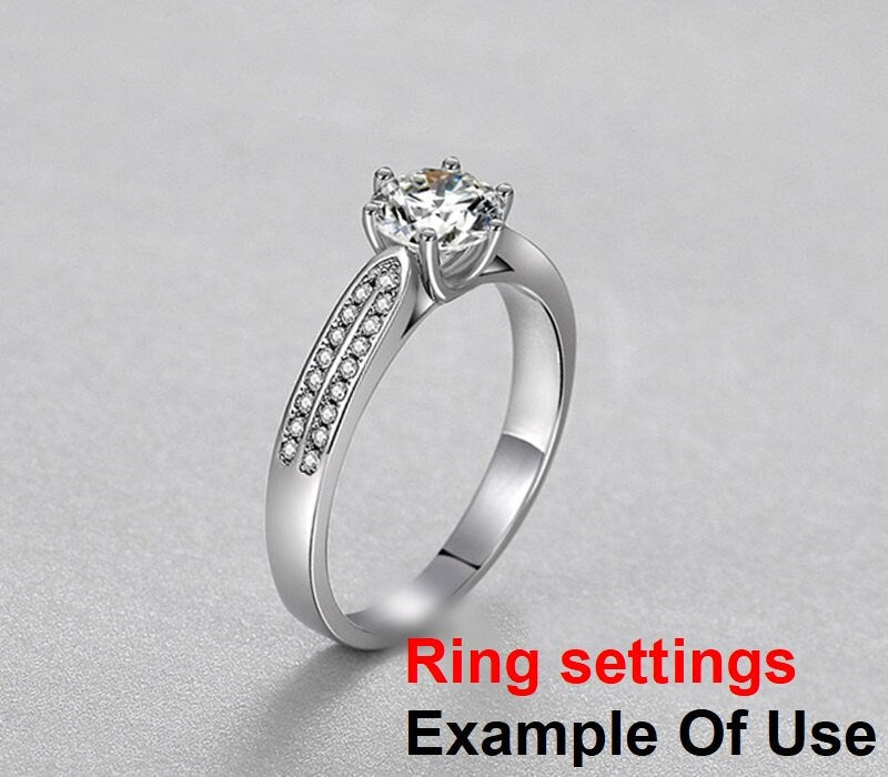 Round Diamond Ring Setting 6.5 mm Rose White Gold Sterling Silver 925 Six Prongs For One Stone Holder Unique Custom Love Engagement Blanks