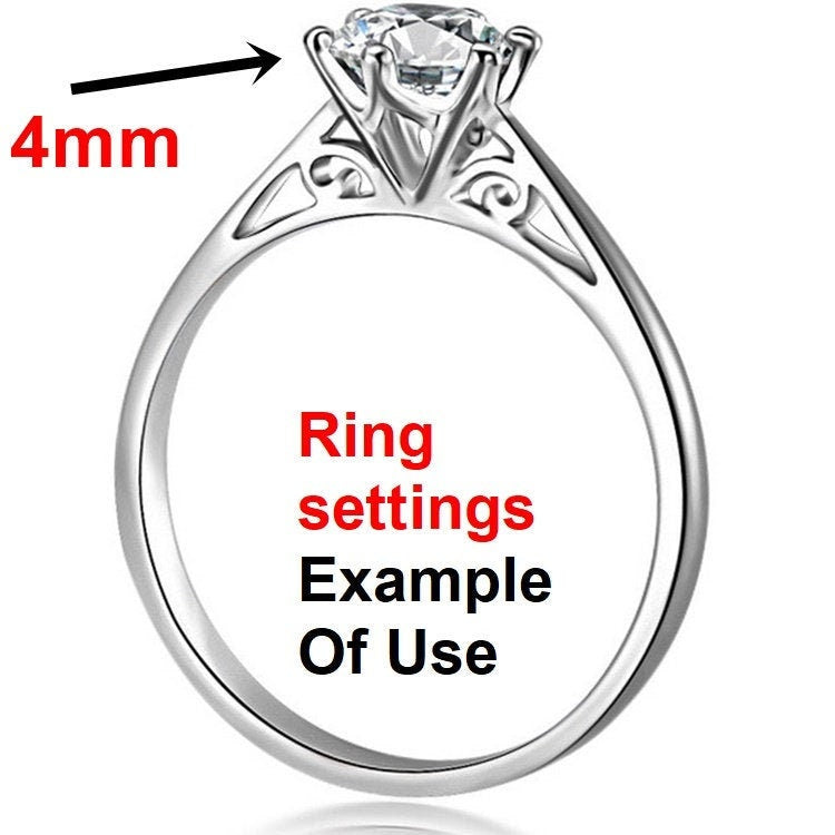 Round Diamond Ring Setting 4mm Rose White Gold Sterling Silver 925 Six Prongs For One Stone Holder Unique Custom Love Engagement Blanks