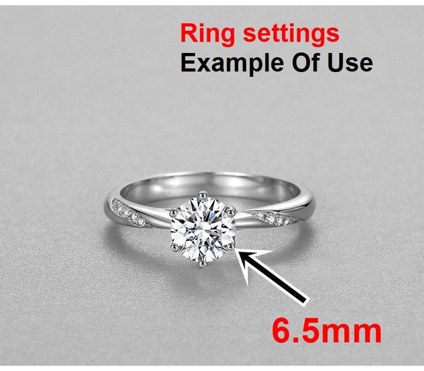 Ring Setting Blank 6.5mm 1pc 925 Sterling Silver CZ Semi Mount for 1 Round Shape Faceted Stone 6 Prongs Love Theme Wholesale Available