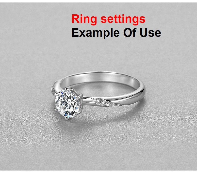 Ring Setting Blank 6.5mm 1pc 925 Sterling Silver CZ Semi Mount for 1 Round Shape Faceted Stone 6 Prongs Love Theme Wholesale Available