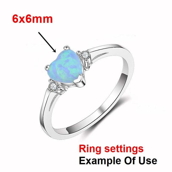 Ring Setting Blank 6mm 1pc 925 Sterling Silver CZ Semi Mount for 1 Heart Shape Faceted Stone 3 Prongs Love Theme Wholesale Available