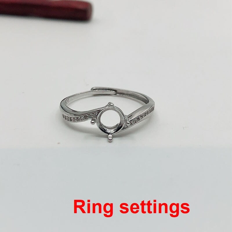 Round Diamond Ring Adjustable Setting 6.5mm Sterling Silver 925 Four Prongs For One Stone Holder Unique Custom Love Engagement Blanks