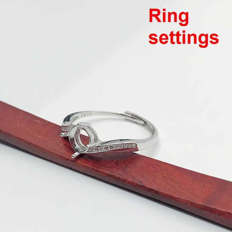 Round Diamond Ring Adjustable Setting 6.5mm Sterling Silver 925 Four Prongs For One Stone Holder Unique Custom Love Engagement Blanks