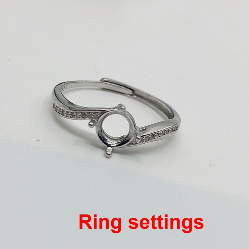 Round Diamond Ring Adjustable Setting 6.5mm Sterling Silver 925 Four Prongs For One Stone Holder Unique Custom Love Engagement Blanks