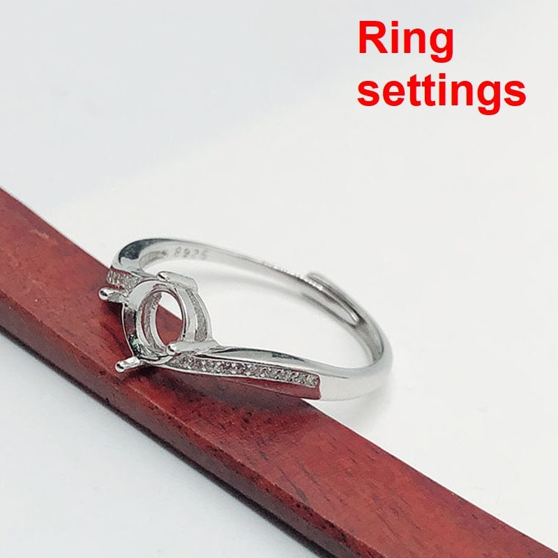 Round Diamond Ring Adjustable Setting 6.5mm Sterling Silver 925 Four Prongs For One Stone Holder Unique Custom Love Engagement Blanks