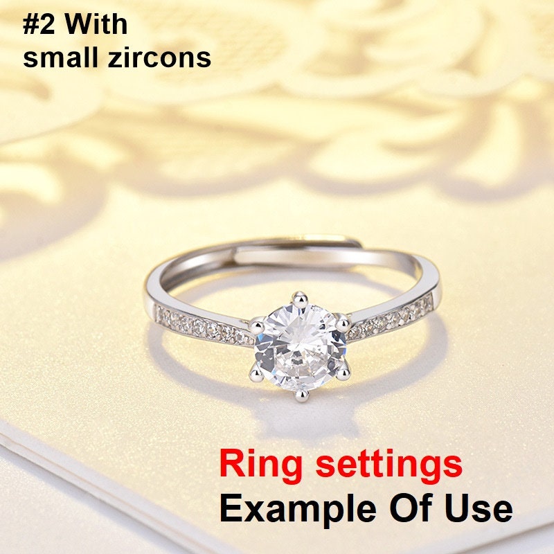 Round Diamond Ring Adjustable Setting 6mm 1.2ct Sterling Silver 925 Six Prongs For One Stone Holder Unique Custom Love Engagement Blanks