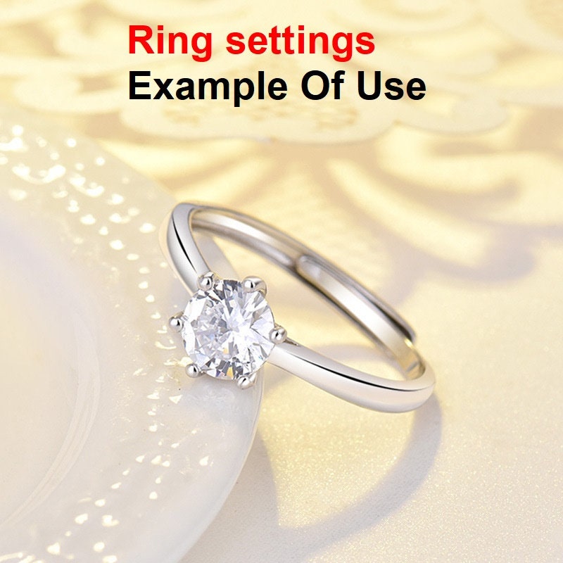 Round Diamond Ring Adjustable Setting 6mm 1.2ct Sterling Silver 925 Six Prongs For One Stone Holder Unique Custom Love Engagement Blanks