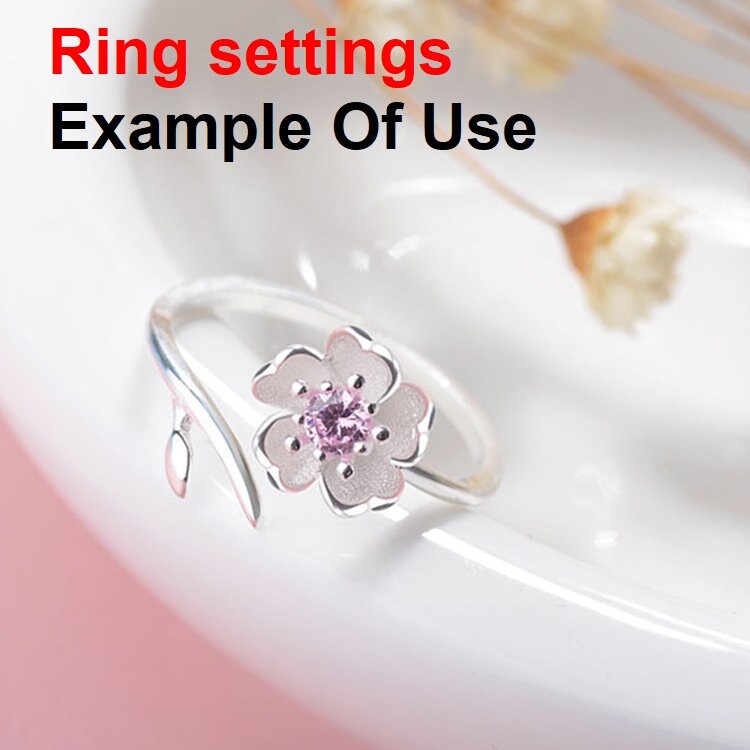 Ring Setting Blank 4mm 1pc 925 Sterling Silver Adjustable CZ Semi Mount for 1 Flower Round Shape Faceted Stone 5 Prongs Wholesale Available