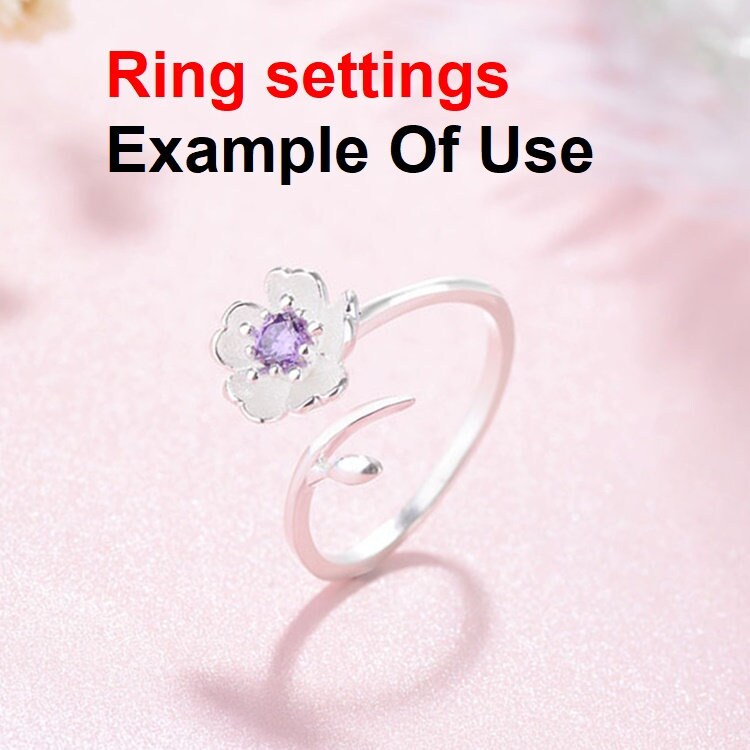 Ring Setting Blank 4mm 1pc 925 Sterling Silver Adjustable CZ Semi Mount for 1 Flower Round Shape Faceted Stone 5 Prongs Wholesale Available