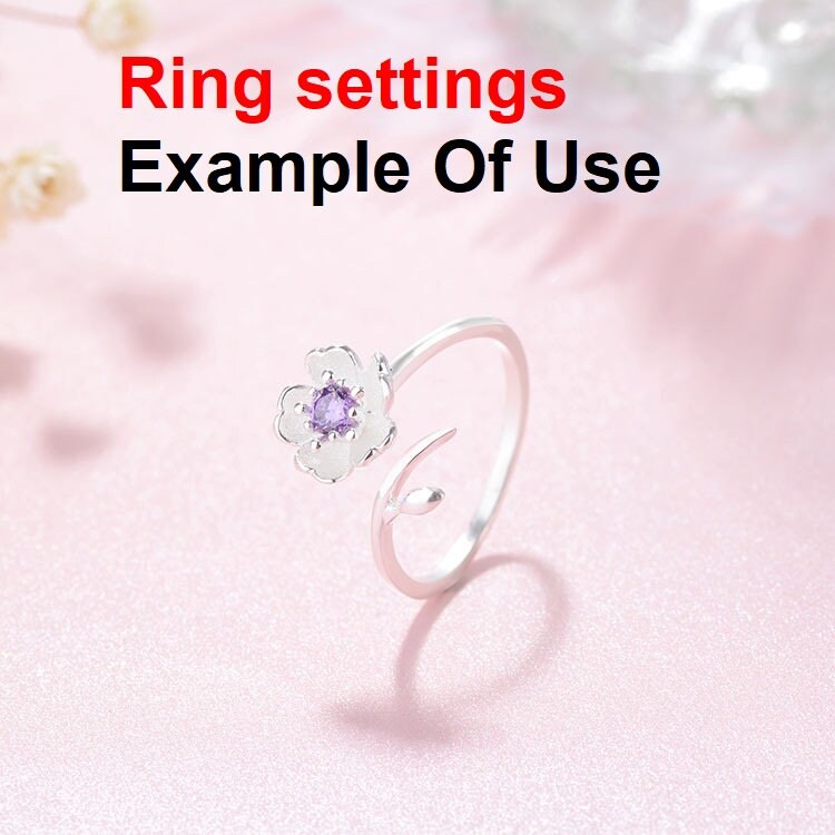 Ring Setting Blank 4mm 1pc 925 Sterling Silver Adjustable CZ Semi Mount for 1 Flower Round Shape Faceted Stone 5 Prongs Wholesale Available