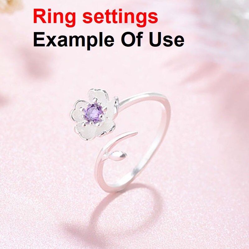 Ring Setting Blank 4mm 1pc 925 Sterling Silver Adjustable CZ Semi Mount for 1 Flower Round Shape Faceted Stone 5 Prongs Wholesale Available