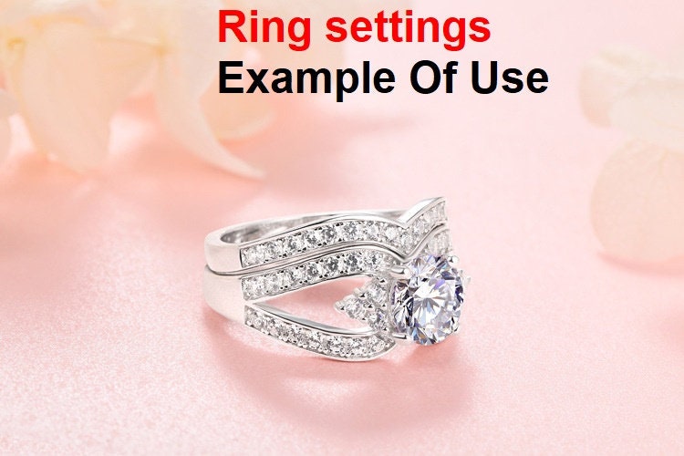 Round Diamond Ring Setting Rose White Gold Sterling 7mm 1.2ct Silver 925 Four Prongs For 1 Stone Holder Unique Custom Love Engagement Blanks