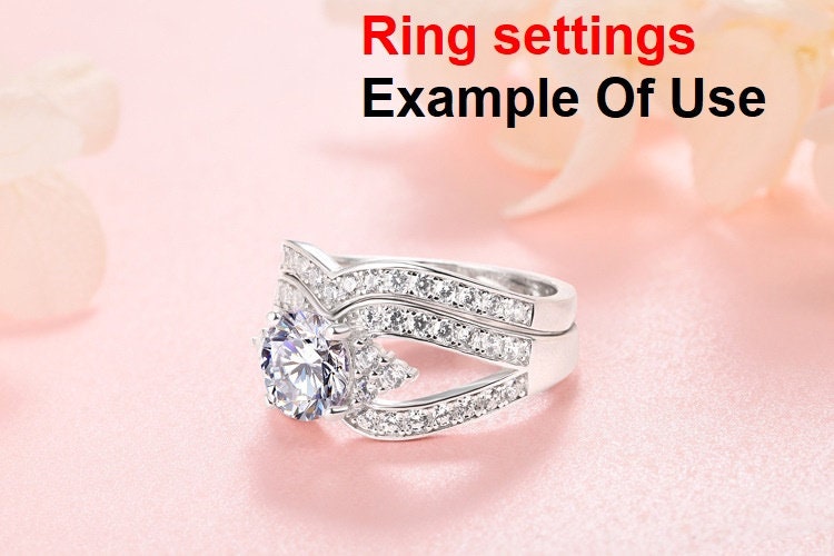 Round Diamond Ring Setting Rose White Gold Sterling 7mm 1.2ct Silver 925 Four Prongs For 1 Stone Holder Unique Custom Love Engagement Blanks