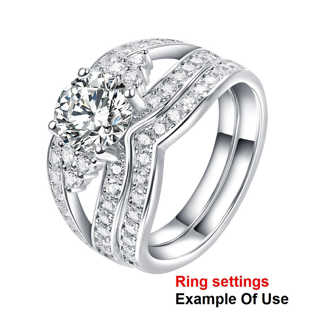 Round Diamond Ring Setting Rose White Gold Sterling 7mm 1.2ct Silver 925 Four Prongs For 1 Stone Holder Unique Custom Love Engagement Blanks