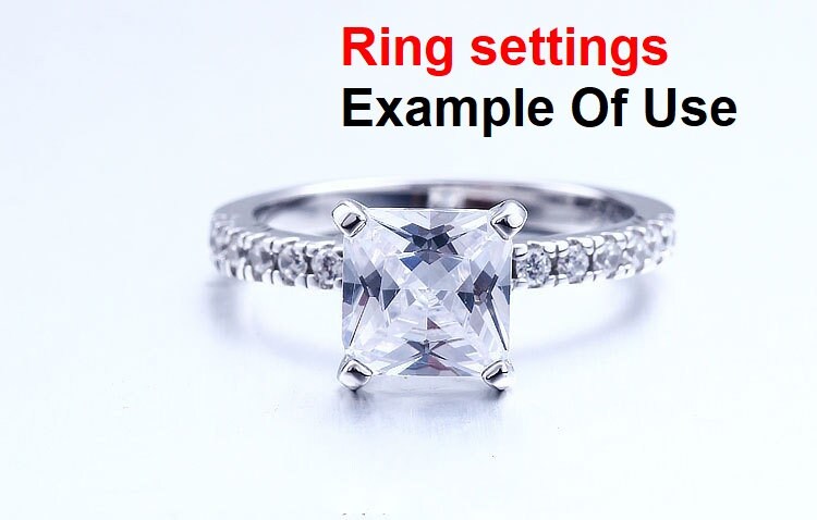 Ring Setting Blank 6mm 1pc 925 Sterling Silver CZ Semi Mount for 1 Square Shape Faceted Stone 4 Prongs Love Theme Wholesale Available