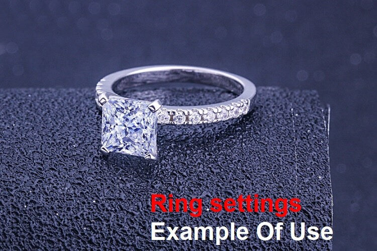 Ring Setting Blank 6mm 1pc 925 Sterling Silver CZ Semi Mount for 1 Square Shape Faceted Stone 4 Prongs Love Theme Wholesale Available