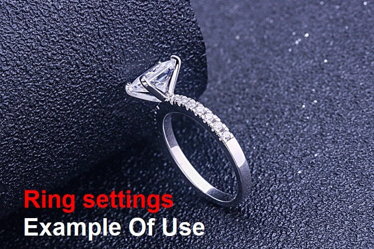 Ring Setting Blank 6mm 1pc 925 Sterling Silver CZ Semi Mount for 1 Square Shape Faceted Stone 4 Prongs Love Theme Wholesale Available