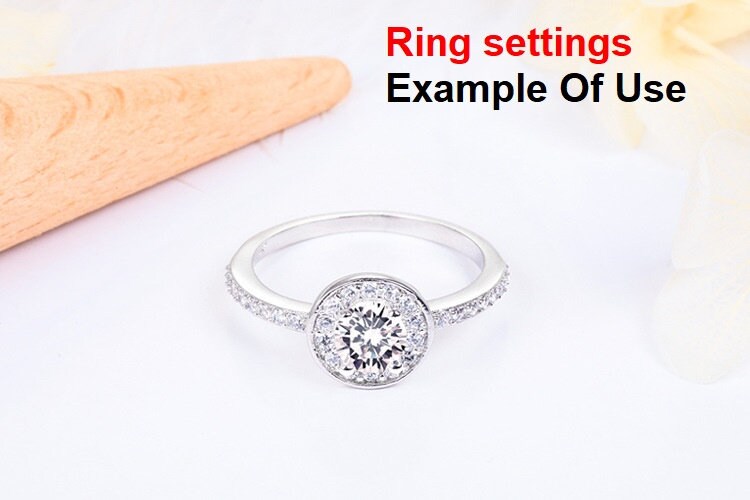 Ring Setting Blank 5mm 1pc 925 Sterling Silver CZ Semi Mount for 1 Round Shape Faceted Stone 4 Prongs Love Theme Wholesale Available
