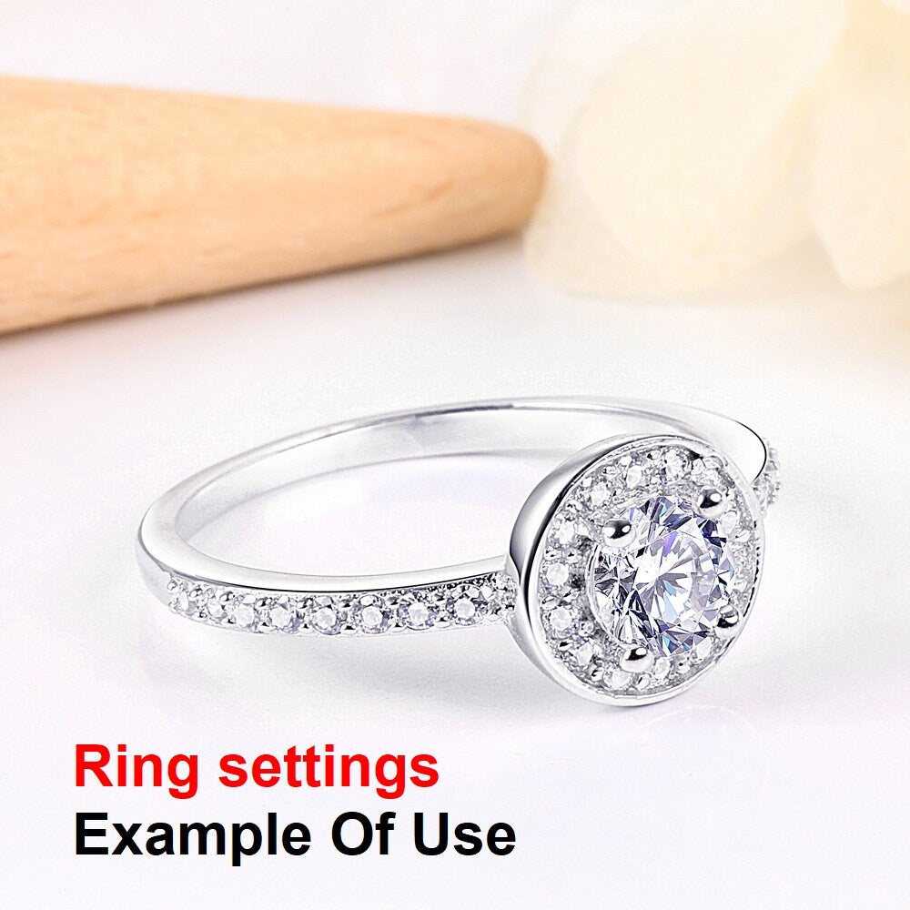Ring Setting Blank 5mm 1pc 925 Sterling Silver CZ Semi Mount for 1 Round Shape Faceted Stone 4 Prongs Love Theme Wholesale Available
