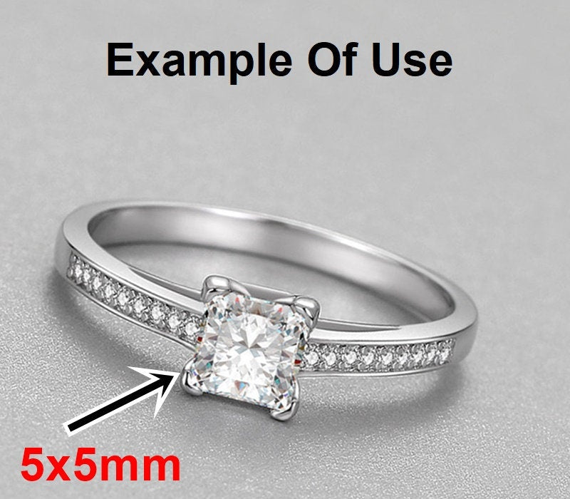Ring Setting Blank 5mm 1pc 925 Sterling Silver CZ Semi Mount for 1 Square Shape Faceted Stone 4 Prongs Love Theme Wholesale Available