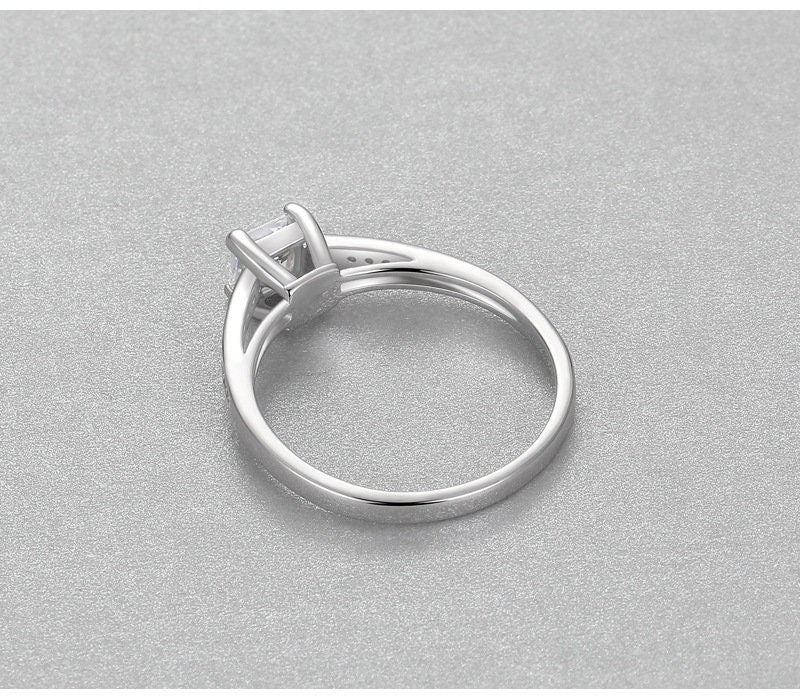 Ring Setting Blank 5mm 1pc 925 Sterling Silver CZ Semi Mount for 1 Square Shape Faceted Stone 4 Prongs Love Theme Wholesale Available