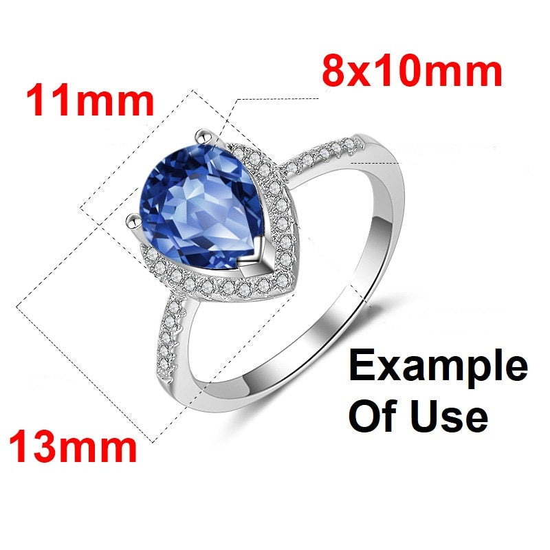 Ring Setting Blank 8x10mm 1pc 925 Sterling Silver CZ Semi Mount for 1 Drop Shape Faceted Stone 3 Prongs Love Theme Wholesale Available