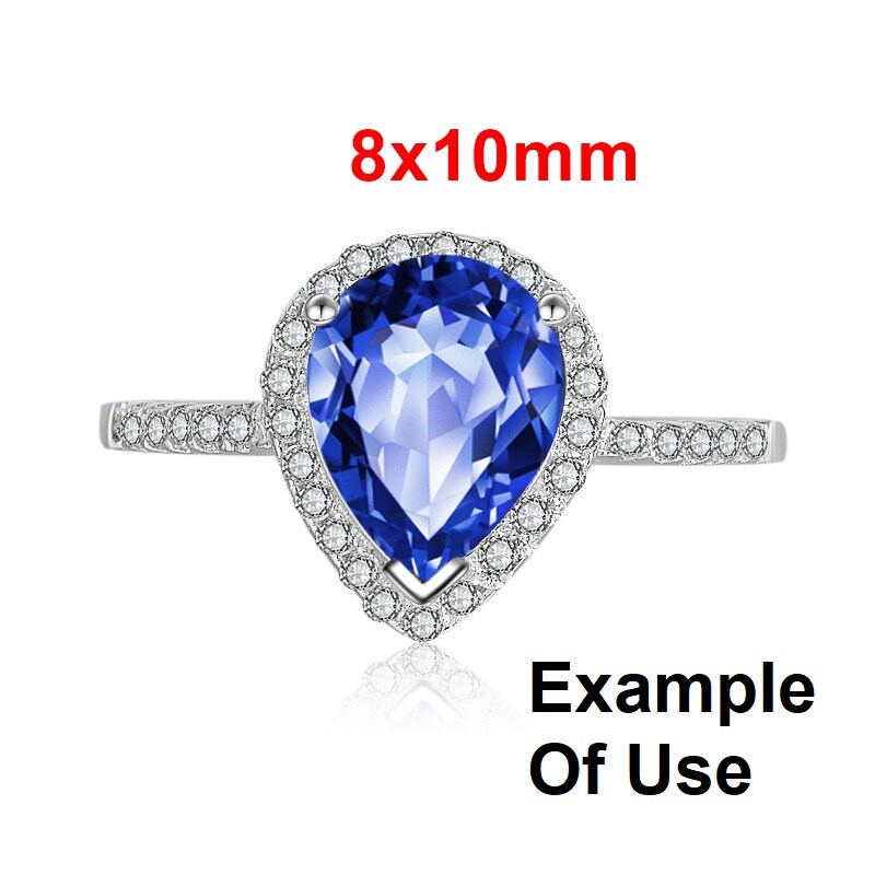 Ring Setting Blank 8x10mm 1pc 925 Sterling Silver CZ Semi Mount for 1 Drop Shape Faceted Stone 3 Prongs Love Theme Wholesale Available