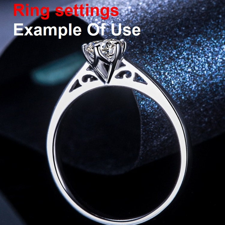 Round Diamond Ring Setting 4mm Rose White Gold Sterling Silver 925 Six Prongs For One Stone Holder Unique Custom Love Engagement Blanks