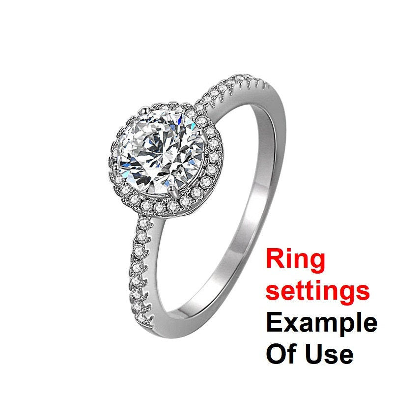 Ring Setting Blank 7mm 1pc 925 Sterling Silver CZ Semi Mount for 1 Round Shape Faceted Stone 4 Prongs Love Theme Wholesale Available