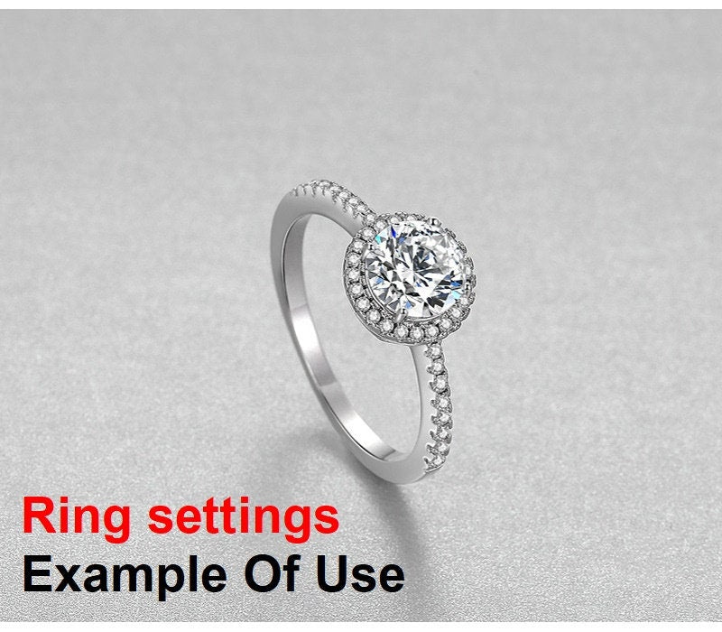 Ring Setting Blank 7mm 1pc 925 Sterling Silver CZ Semi Mount for 1 Round Shape Faceted Stone 4 Prongs Love Theme Wholesale Available