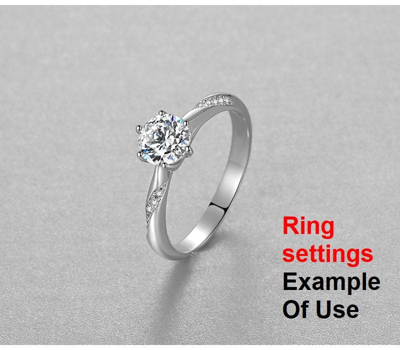 Ring Setting Blank 6.5mm 1pc 925 Sterling Silver CZ Semi Mount for 1 Round Shape Faceted Stone 6 Prongs Love Theme Wholesale Available