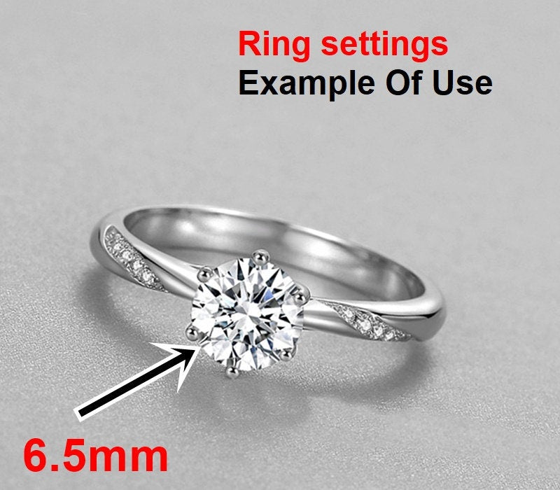 Ring Setting Blank 6.5mm 1pc 925 Sterling Silver CZ Semi Mount for 1 Round Shape Faceted Stone 6 Prongs Love Theme Wholesale Available