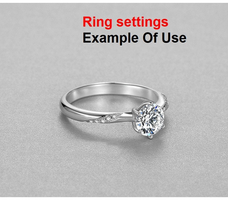 Ring Setting Blank 6.5mm 1pc 925 Sterling Silver CZ Semi Mount for 1 Round Shape Faceted Stone 6 Prongs Love Theme Wholesale Available