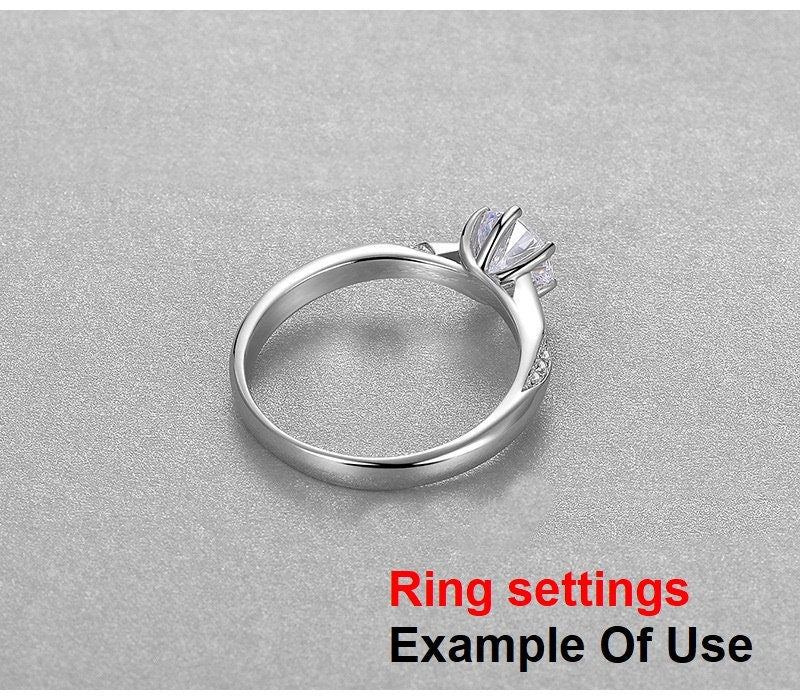 Ring Setting Blank 6.5mm 1pc 925 Sterling Silver CZ Semi Mount for 1 Round Shape Faceted Stone 6 Prongs Love Theme Wholesale Available