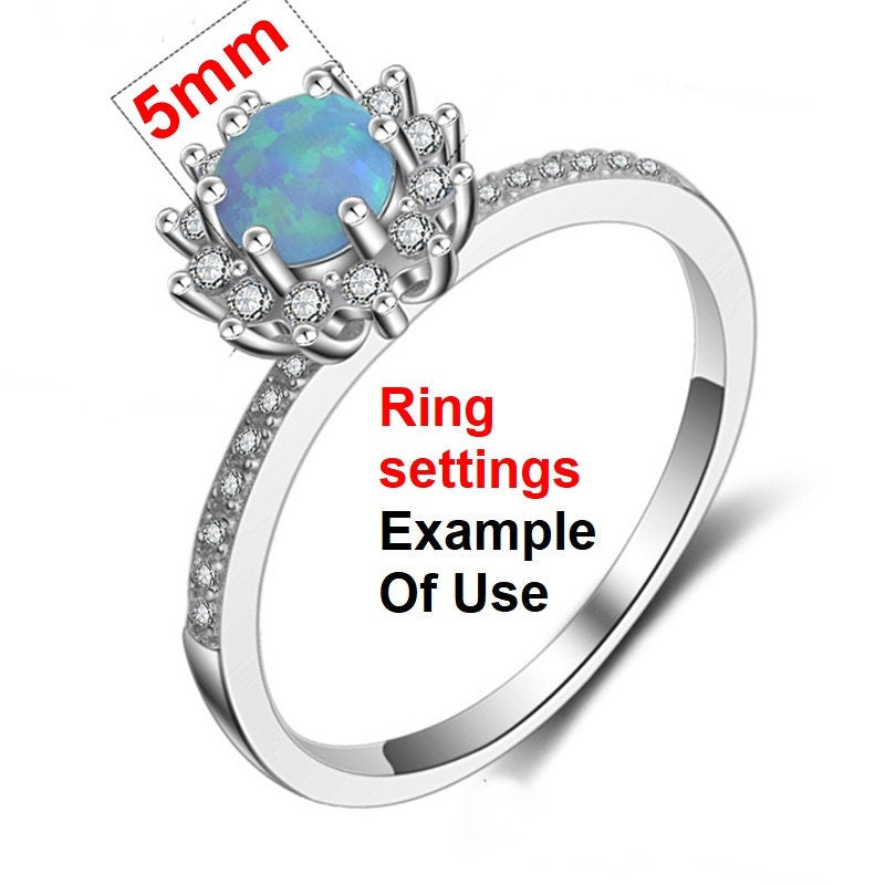 Ring Setting Blank 5mm 1pc 925 Sterling Silver CZ Semi Mount for 1 Round Shape Faceted Stone 6 Prongs Love Theme Wholesale Available