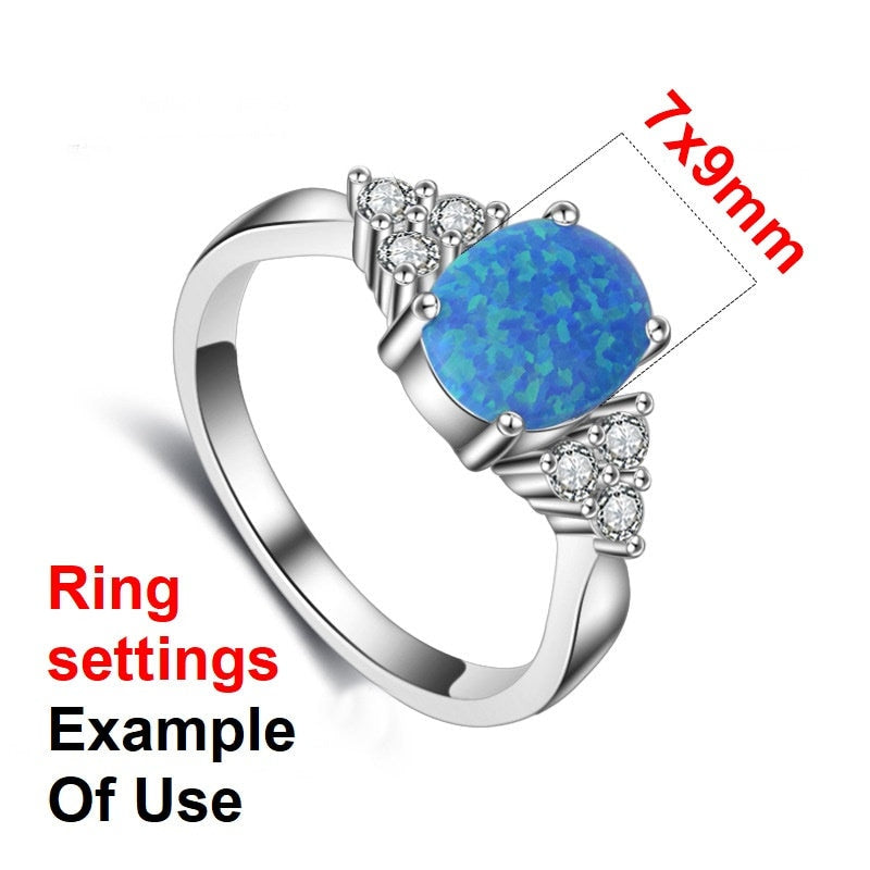 Ring Setting Blank 7x9mm 1pc 925 Sterling Silver CZ Semi Mount for 1 Oval Shape Faceted Stone 4 Prongs Love Theme Wholesale Available