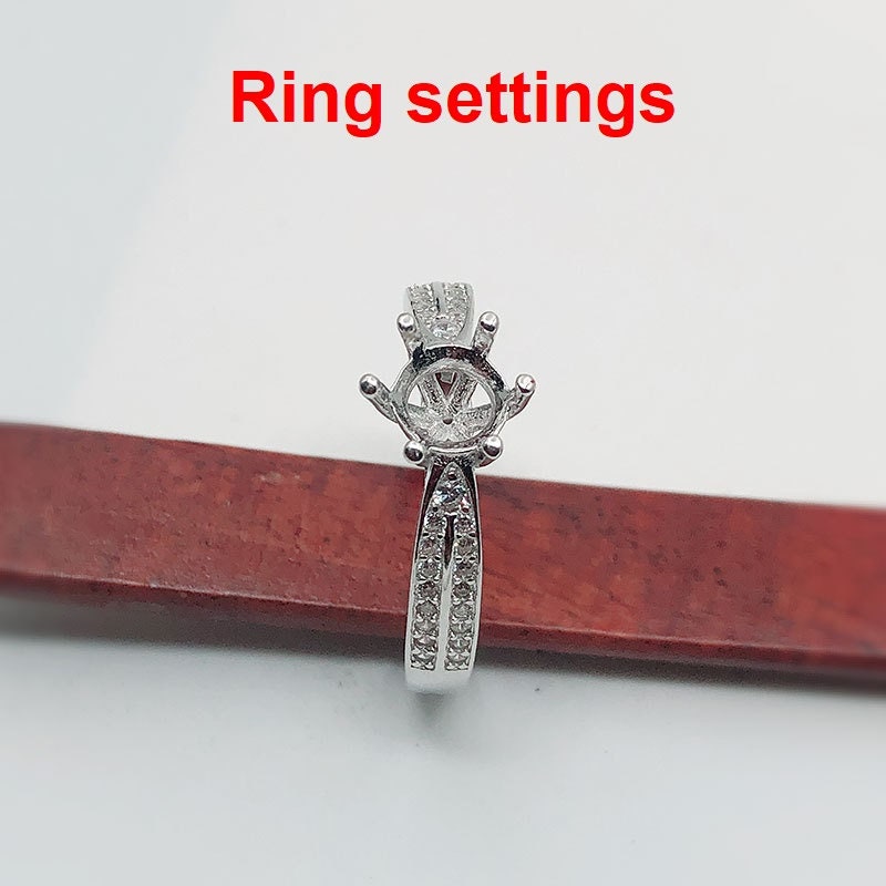 Round Diamond Ring Adjustable Setting 6.5mm Sterling Silver 925 Six Prongs For One Stone Holder Unique Custom Love Engagement Blanks