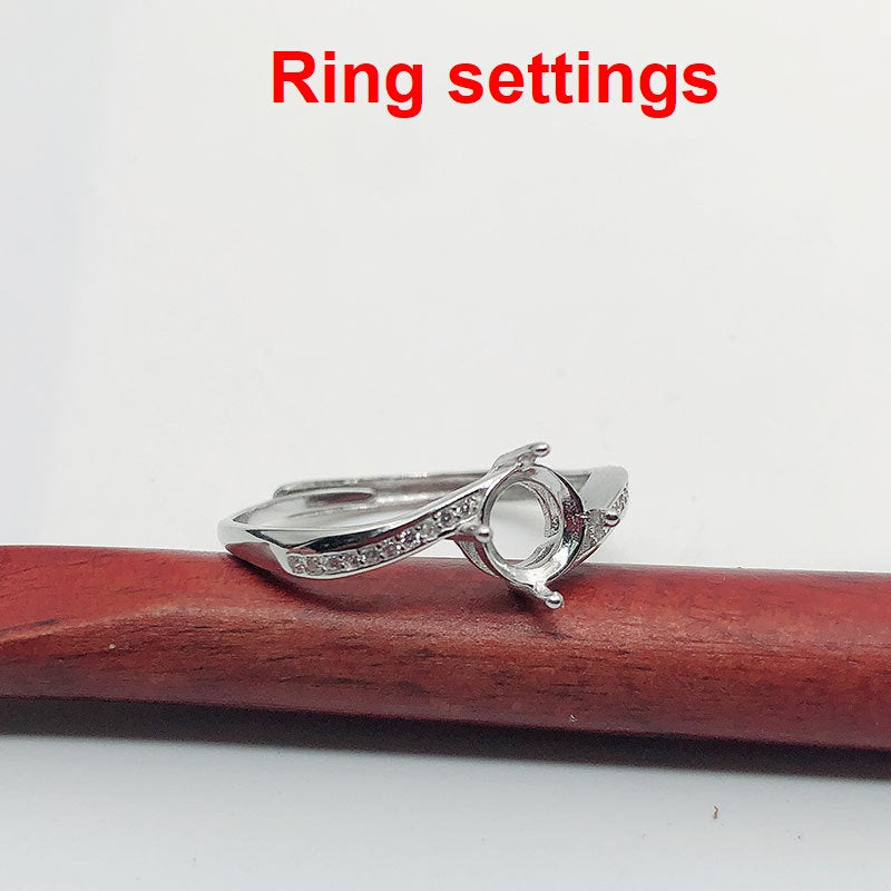 Round Diamond Ring Adjustable Setting 6.5mm Sterling Silver 925 Four Prongs For One Stone Holder Unique Custom Love Engagement Blanks