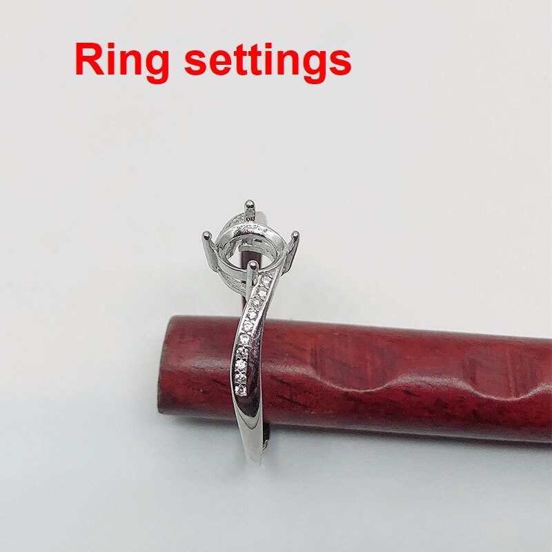 Round Diamond Ring Adjustable Setting 6.5mm Sterling Silver 925 Four Prongs For One Stone Holder Unique Custom Love Engagement Blanks